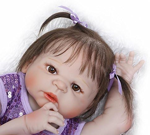 Oumeinuo Full Silicone Body Reborn Dolls Lifelike Newborn Realistic Baby Doll with Skirt (Magnetic Mouth, Waterproof), 22in Anatomically Correct Toys, Girl Doll very cute