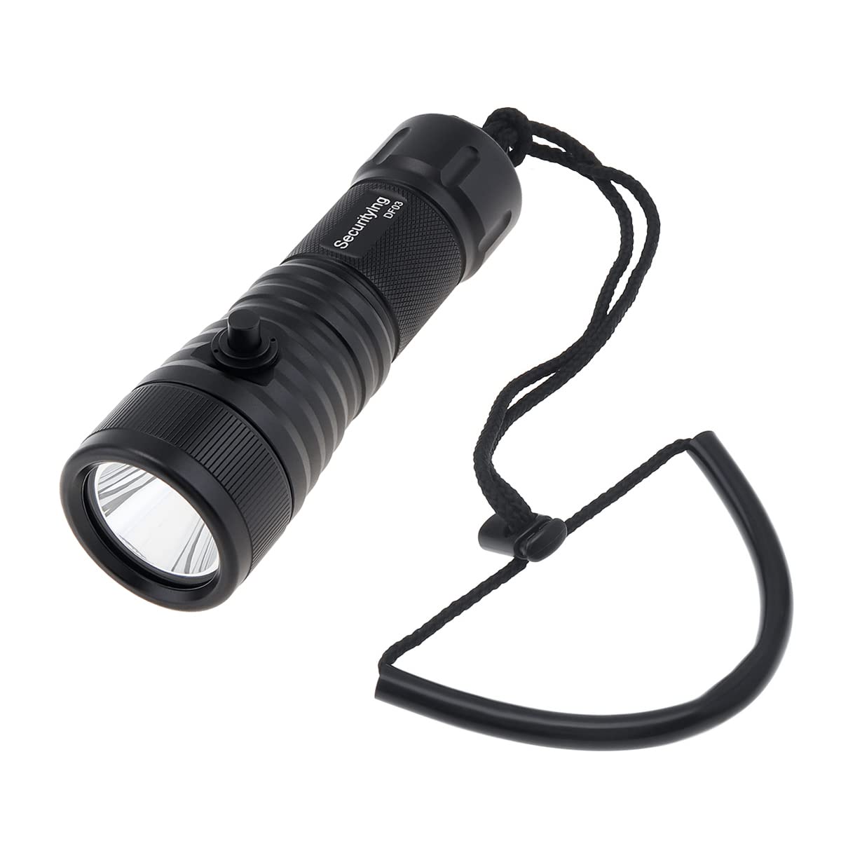 SecurityIng DF03 SST70 LED 3000 Lumen Side Key Switch Underwater 150M Diving Flashlight with 9 Degrees Narrow Beam IP68 Waterproof Scuba Dive Torch