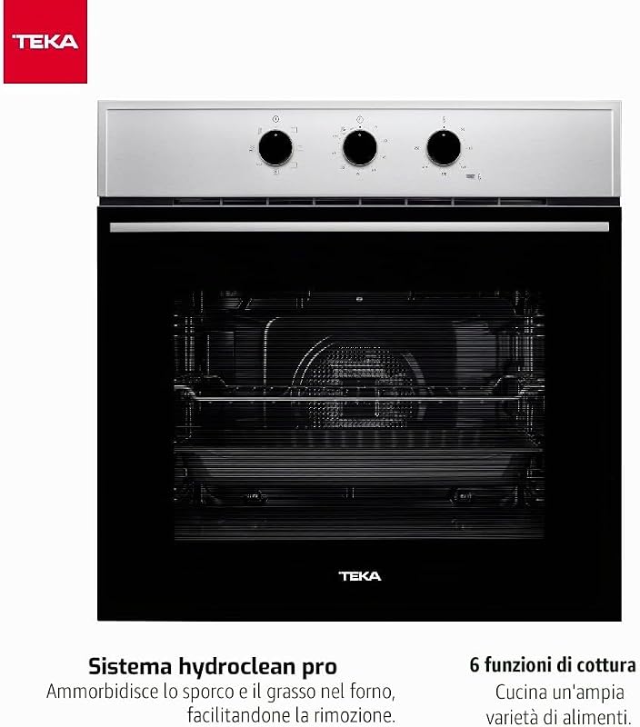 Forno multifunzione 60 cm, sistema di pulizia HydroClean ECO, 6 modalità di cottura, 5 altezze di cottura, 1 vassoio e 1 griglia, classe A, modello HSB 615 S