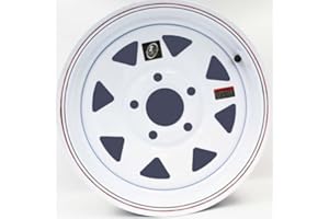 SOUTHWEST WHEEL 15" x 5" White Spoke Trailer Wheel with Red & Blue Pin Stripe (5-5" Bolt Circle)