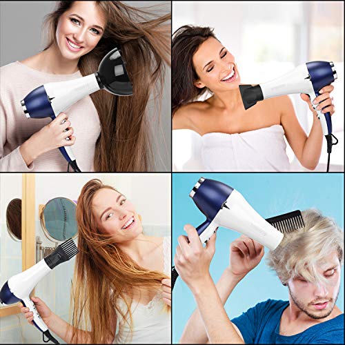 Light Weight Salon Hair Blow Dryer 2000W Low Noise with Powerful Professional Hair Dryer Negative Ionic Ceramic Technology, Quick Drying with AC Motor,2 Speed 3 Heat Settings and Cool Button-WhiteBlue