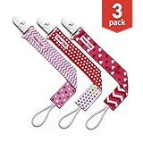 Prime Tots ❤ Pacifier Clip Girl - 3 Pack ❤ Perfect As Soothie Pacifier Holder, For Infant Teething Toys ❤ Rust Free ❤ Best Baby Shower Gift ❤ Best value