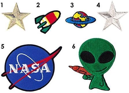 Iron On Patches Space Alien Bundle 6pcs Value Pack