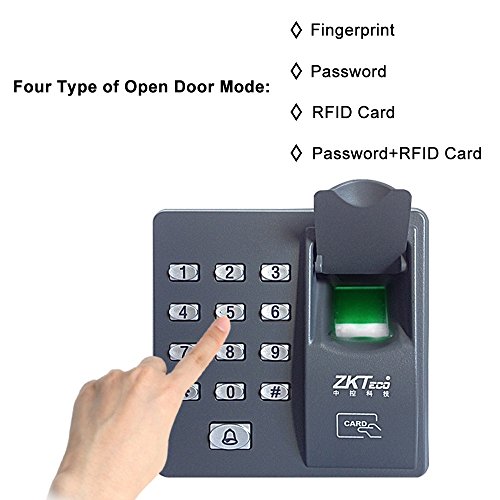 LIBO Fingerprint Machine Biometric Fingerprint Access Control Keypad, 500 Users, with 10pcs Proximity RFID 125KHz Cards Keyfobs, for Home/Office Electric Door Lock System
