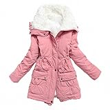 Mewow Women's Winter Mid Length Thick Warm Faux Lamb Wool Lined Jacket Coat
