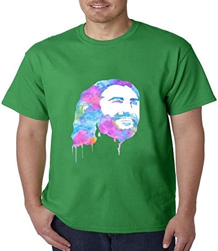 HANGTIANKEJI Jesus Painting Blend Jogging Tops Slim Fit Funny Short Sleeve Mens T-shirt Size XS