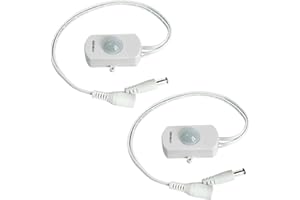 2 Pack Sensky BS010WL PIR Motion Activated Sensor Switch,DC 12V~30V 3A Occupancy Sensor Switch with DC Coupler Cable for Kitchen Cabinet, Pantry, DIY LED Lighting (with Light Sensor)