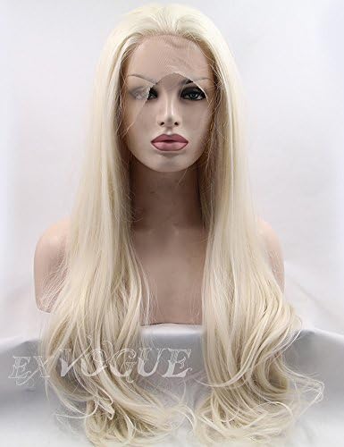 Exvogue Long Blonde Wigs for Women Natural Straight Hair Replacement Lace Front Wig Synthetic 100% Fiber Heat Resistant #60 (20 Inches, Blonde Straight)