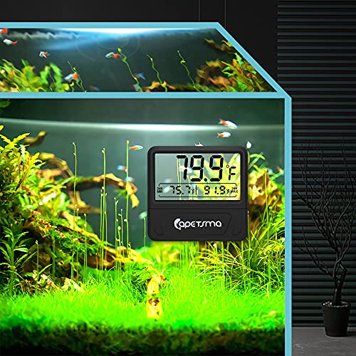 capetsma Aquarium Thermometer Digital Fish Tank Thermometer Large LCD Screen Records High & Low