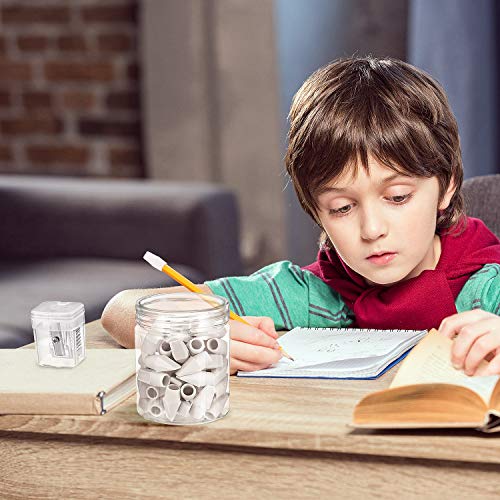 50 Pieces Pencil Top Erasers Cap Erasers and A Pencil Sharpener (White