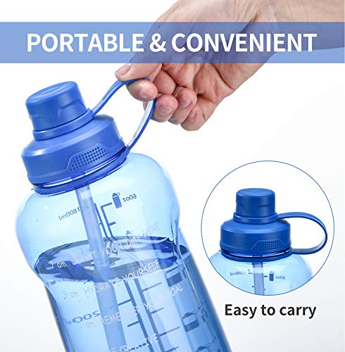 Half Gallon/64 oz Motivational Water Bottle with Time Marker Reminder & Straw, Leak-proof No BPA Hydration Sports Daily… - Image 3