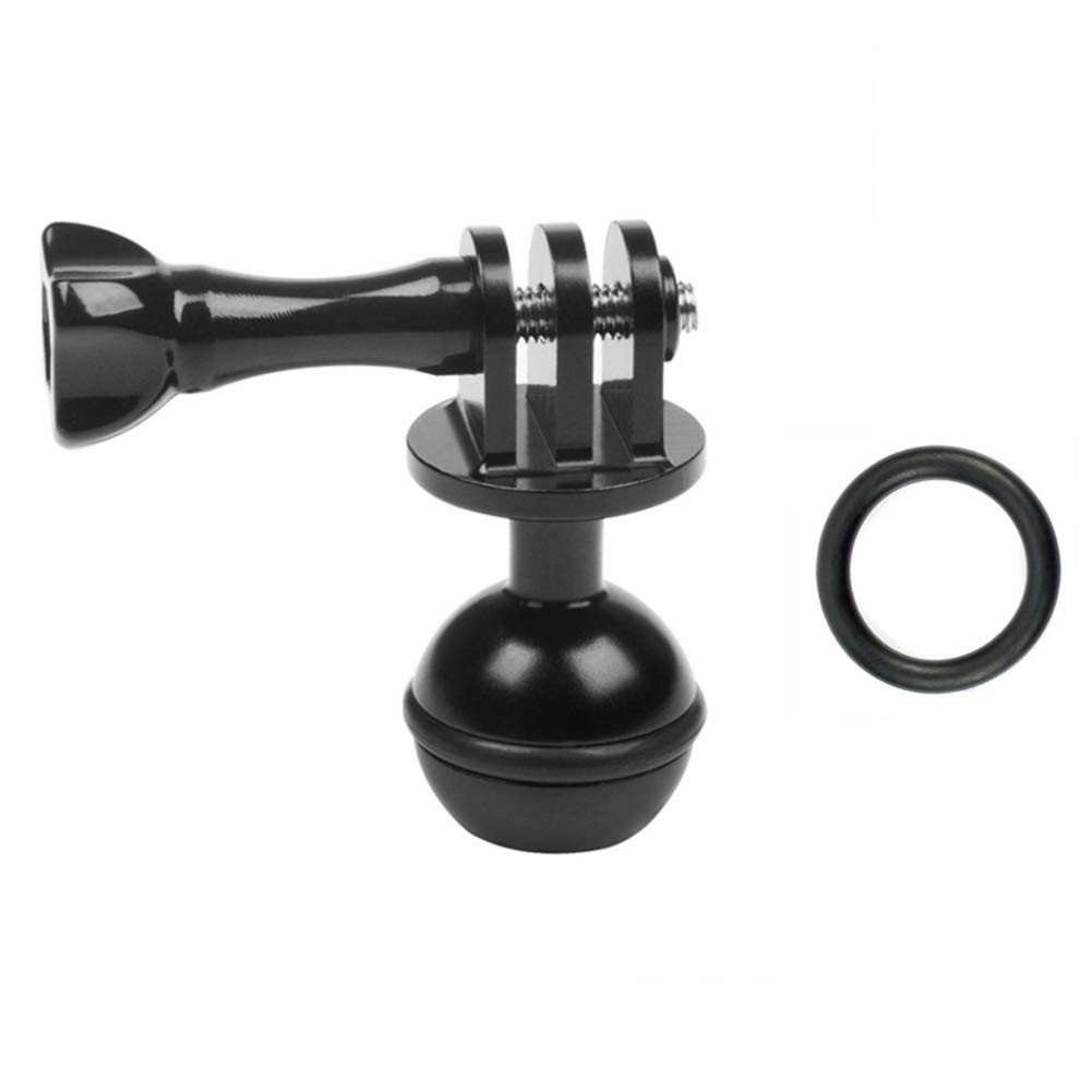 CNC Aluminum Ball Head Mount Adapter (1-Inch Diameter Ball) with 3/8'' Screw Hole + Thumb Screw for GoPro Hero 9/8/7/(2018)/6/5 Black,Session 5/4,Hero 3+,DJI Osmo Action,AKASO/Campark/YI Action Camera