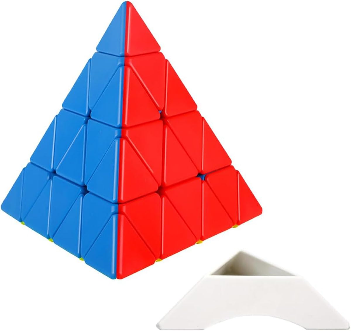 Oostifun Pyraminx 4x4x4 Cube Pyramid Triangle Four-axis Tetrahedron Puzzle 4x4 Smooth Turning Cube Toy With One small Tripod (Multicolor)