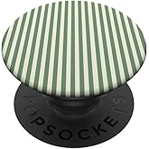 Cream and Green Stripes Geometric Vertical Lines Pattern PopSockets Adhesive PopGrip