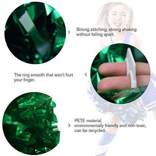 ANALAN 21 Colors Pack of 2 Foil Plastic Metallic Cheerleading Pom Poms for Cheer Sport Kids Adults (Green)