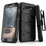 Samsung Galaxy J3 Emerge Case, Zizo [Bolt Series] w/ [Galaxy J3 Emerge Screen Protector] Kickstand [12 ft. Drop Tested] Galaxy J3 Prime / Amp Prime 2, Black/Black