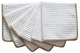 Sinland Thick Microfiber Waffle Weave Dish Cloths Dishcloths Washcloths Facial Cloths 6 pack White W/edge Brown