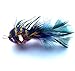 Kat Fly Cat Wand Refill Teaser Toy - Interactive Cat Wand Toy Attachment with Real Feathers - Fish (Blue)