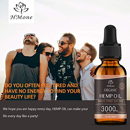 3000mg Pure Hemp Oil Extract - Anxiety & Stress Relief and Sleep Aid - 100% Organic, Vegan, GMO-Free, Natural