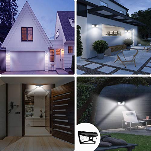 Outdoor Solar Motion Sensor Wall Light 2 Pack, 68 LED IP65 Waterproof Wireless Night Security Light with 270° Wide Illumination Angle for Front Door,Yard,Garage,Garden,Stairs,Pathway