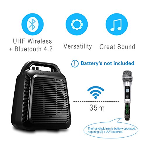Portable PA System Wireless Microphone SD-90A 60W Bluetooth Karaoke PA Speaker Rechargeable Loud Speaker for Classroom, Party, Outdoors Or Stage Performance