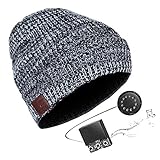 Zibaar Latest Bluetooth V4.1 Wireless Bluetooth Headphone Beanie; Combined with Removable Bluetooth Headset; Hands Free Talking; Mix Color Knit with Cuff Design - Unisex - Mixed B/W