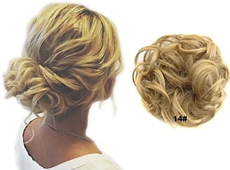 ShowPower Scrunchy Scrunchie Bun Updo Hairpiece Hair Ribbon Ponytail Extensions brown Curly or Messy Light Ash Brown 14#