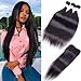 10A Peruvian Virgin Straight Hair 3 Bundles with Free Part Closure (24 26 28+20) 100% Unprocessed Peruvian Straight Human Hair Weft with Lace Closure Natural Hair Extensions Peruvian Straight Hair