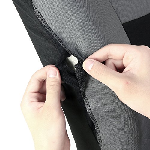 Copap 8pcs Car Seat Covers Black & Gray Universal Fit for Trucks, SUVS & Vans w/Storage Bag Airbag Compatible Detachable Headrest