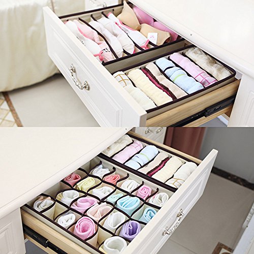 KIMIANDY Foldable Storage Boxes, Bra Organizer, Closet Underwear Organizer, Upgrade Sturdy Collapsible Drawer Divider for Socks Panties Bra Ties Clothing, Set of 4