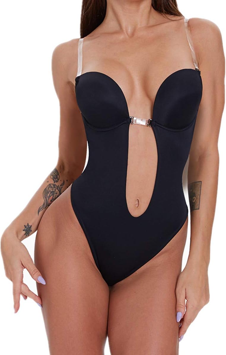 Plus Size Shapewear for Women Smooth Bodysuit Under Dress Seamless Backless Body Shaper Briefer Black
