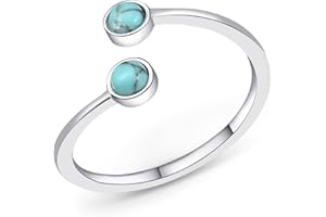 Silver Turquoise Open Ring Handmade Adjustable Statement Ring Turquoise Jewelry for Women Beautiful Double Turquoise Stone Ri