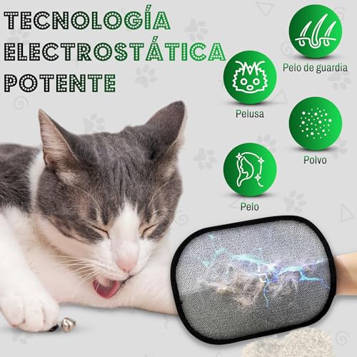 RUBALN®️Quita Pelos Mascota,Manopla Quita Pelos Mascota Guante+Gancho Colgador de Regalo Quita pelos Perro Gato, Removedor de Pelo Mascota, Guante Reutilizable .Uso Diario. (Verde)