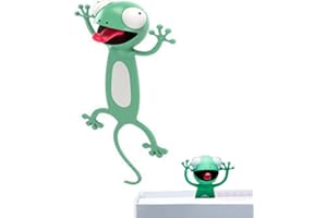 LUARKYEER 3D Cartoon Animal Book Marks，Funny Cute Pretty Unique Bookmark for Kids, Boys, Girls, Students and Reading Lovers (Gecko)