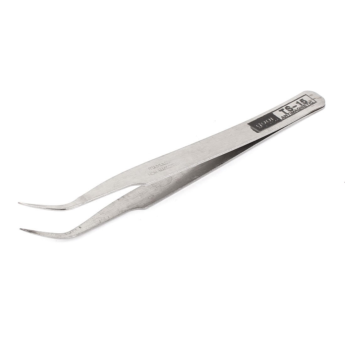 Sourcingmap 4.5-inch Length Bended Nose Pointed Stainless Steel Curved Tweezer