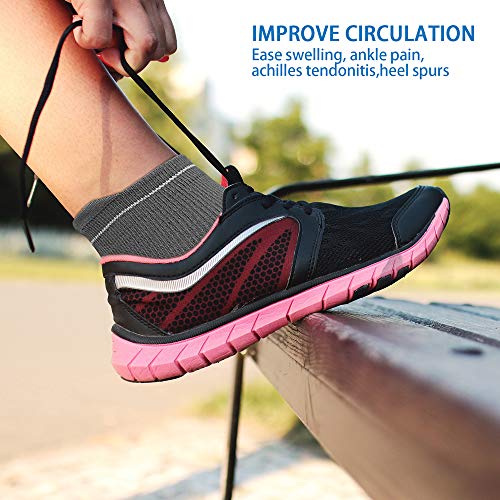 Compression Socks Sleeves (2 Pairs) for Heel Pain Relief, Best Compression Foot Sleeves with Arch Support for Plantar Fasciitis, Heel Pain, Foot & Ankle Support, Dark Grey M