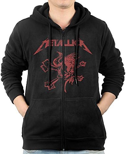 ALILIHU Men's Full Zip Rock Punk Band Metallica Hoodie With Pouch Pocket Medium