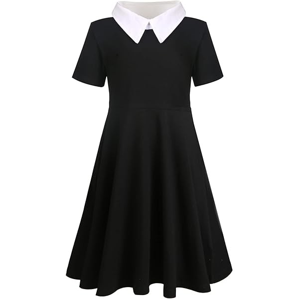 Amazon.com: Remimi Girls Black Cute Dresses Peter Pan Collar Dress Short  Sleeve Vintage Dress 5-6 Years: Clothing, Shoes & Jewelry