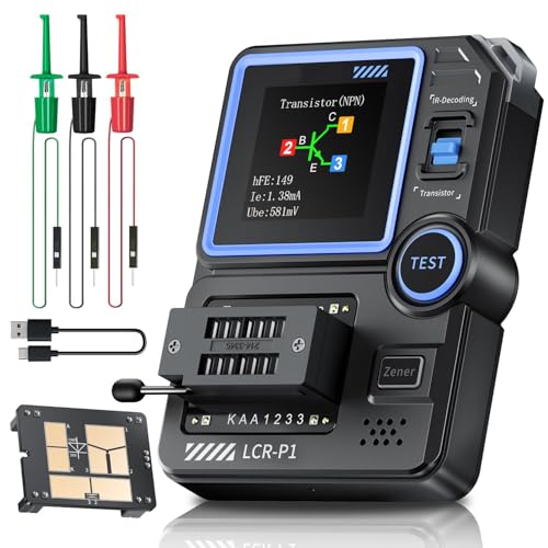 LBOYLOVE® LCR-P1 Transistor Tester, Mosfet Transistor Capacitor Tester for SMD Electronic Component, Diode, Triode, Zener Diode, Resistance, Inductance, Battery Test, LCR Meter MOS PNP NPN ESR Meter