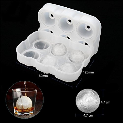 Botrong® Spheres Ice Ball Tray Molds Clear Round Silicone Ice Molds with Lid for Whiskey (White)