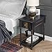 VASAGLE Narrow End Table with Drawer, 3-Tier Nightstand with Colorful Storage Shelf, Rustic Sofa Side Table with Solid Wood Legs, for Living Room, Country Brown ULET20GL