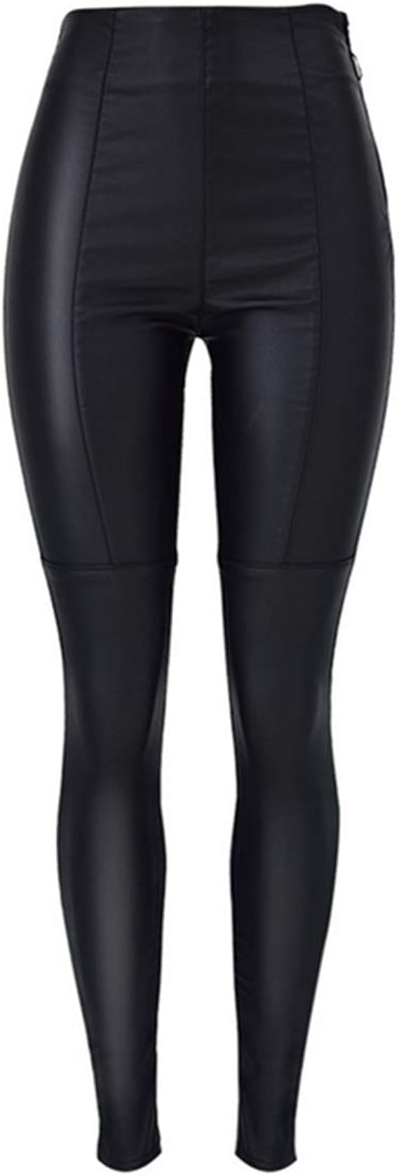 Andiwa Damen KunstlederHose, hohe Taille, seitlicher Reißverschluss