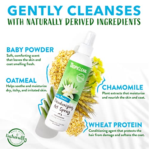 TropiClean Baby Powder Dog Perfume Spray Long Lasting Naturally