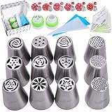 Cake decorating tips set 25 pcs Russian piping tips newest big size baking supplies 9 flower icing tips 3 Malaysia pastry nozzles and accessories included in baking supplies set