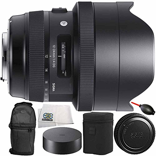 Sigma 12-24mm F/4 DG HSM Art Lens For Canon EF 8PC Bundle - Includes Dust Blower + Carrying Case + Microfiber Cleaning Cloth + Manufacturer Accessories