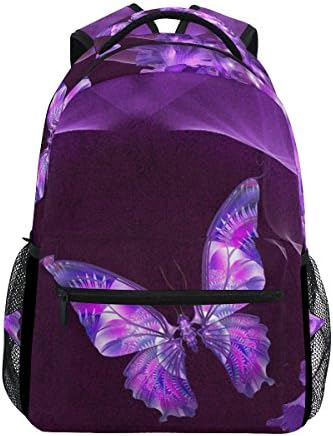 Purple Butterfly Casual Backpack School Bag Outdoor Hiking Travel Camping Daypack