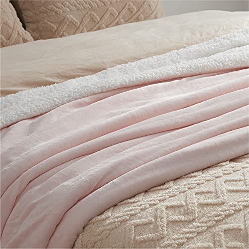 Bedsure Sherpa Fleece Bed Blankets Queen Size Pink Thick Fuzzy Warm