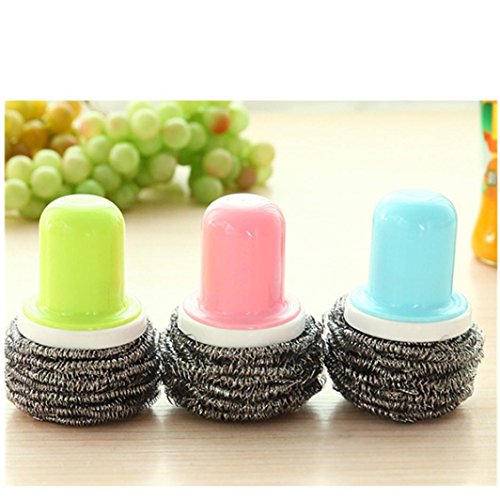 Binmer(TM) Steel Wire Ball Kitchen Brush Pot Dish Bowl Pot Brush Household Cleaning Tools (Blue)