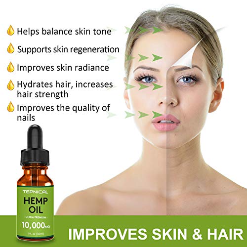 Hemp Oil Extract for Pain & Stress Relief - 10000mg of Organic Hemp Extract - 100% Natural Hemp Drops, Rich in Vitamin & Omega, Helps with Sleep, Skin & Hair, Improve Health - Thumbnail 4