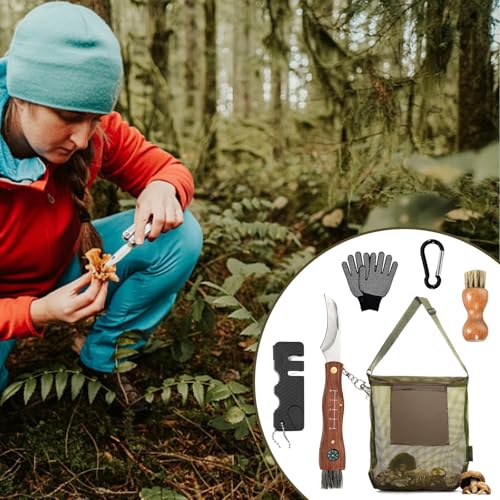 HUIKUANGEU Mushroom Knife, Mushroom Knife,Mushroom Hunting Bag,Mushroom Knife with Brush and Ruler,Folding Knife for Truffle for Collecting